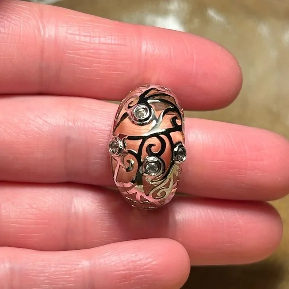 Angelique De Paris Clear Resin & White Topaz Contessa Dome Sterling Silver Ring